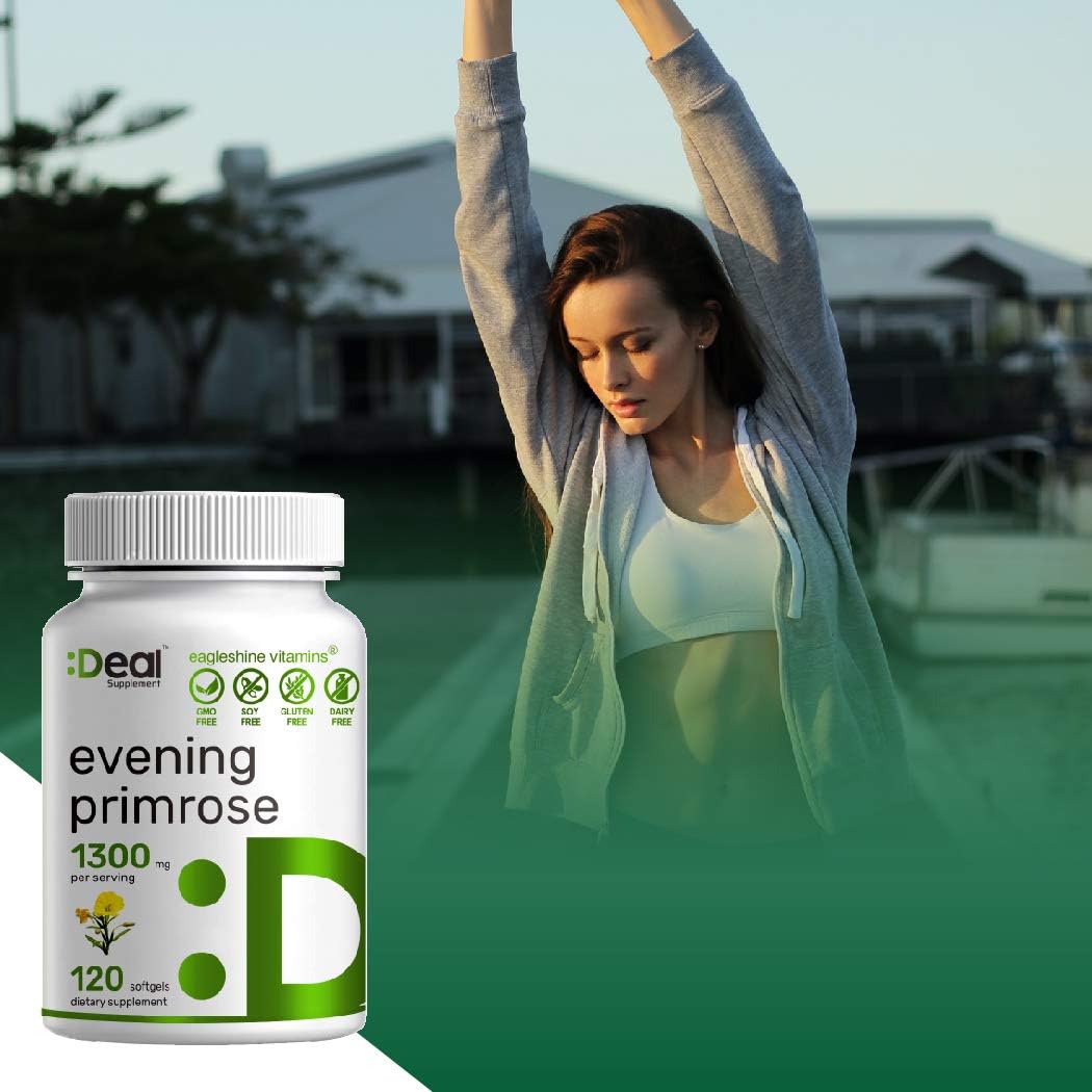 Evening Primrose Oil 1300mg Softgels, Standardized to 10% GLA (Gamma-Linolenic Acid) | Cold Pressed | Non-GMO & No Gluten | Up to 4 Months Supply : Health & Household