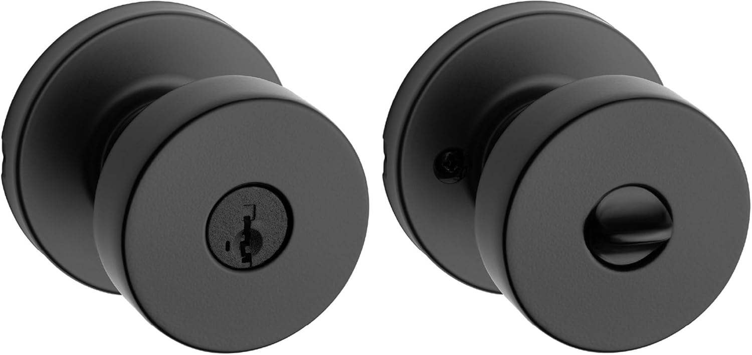 Kwikset Pismo Entry Door Knob with Lock and Key, Secure Keyed Handle Exterior, Front Entrance and Bedroom, Matte Black, Pick Resistant SmartKey Rekey Security and Microban Kwikset Pismo Entry Door Knob with Lock and Key, Secure Keyed Handle Exterior, Front Entrance and Bedroom, Matte Black, Pick Resistant SmartKey Rekey Security and Microban