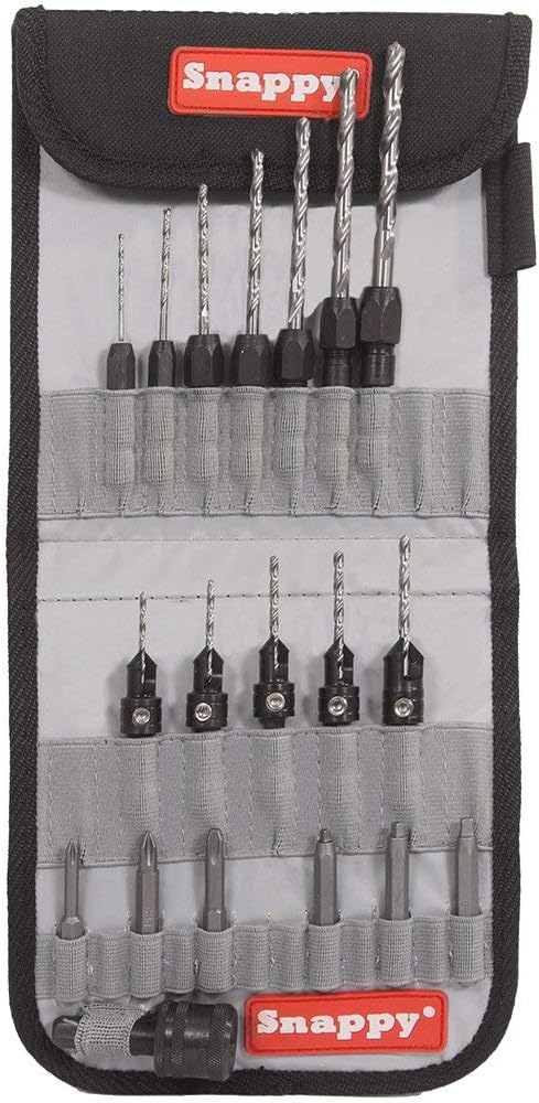 Tools 48025 5xGold Screw Countersinks, 7xDrill Bit Adapters, 6x2" Industrial Driver Bits, 2xCountersink Stop Collars, Hex Shank Socket, 2xHex Keys, Canvas Pouch (25 Pieces)