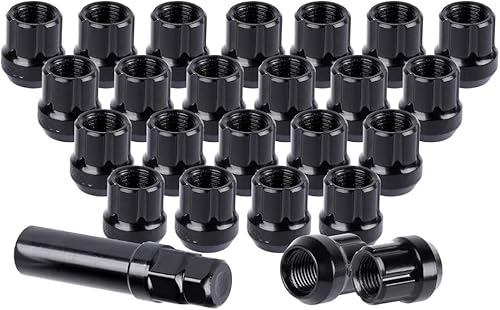 Miniatura 1 de SCITOO Tuercas de llanta de rueda negras de 12 "-20 tuercas de rueda negras para Ford para Lincoln para Mercury
