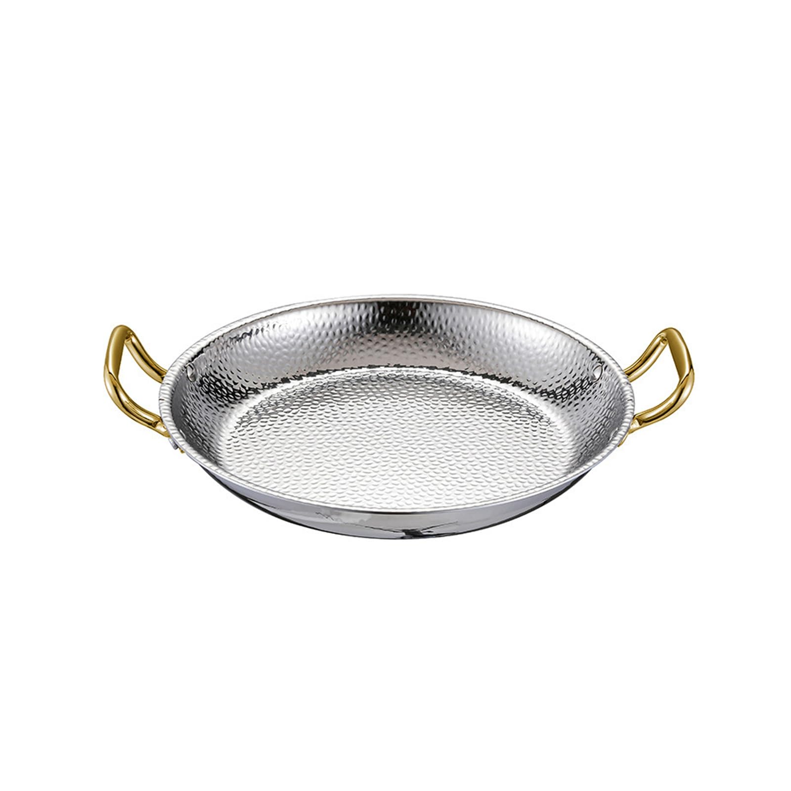 TQUXNGA Double Handle Stainless Steel Paella Pan with Hammered Finish Kitchen Cookware for Home Cooking and Parties Hammered Texture Pan