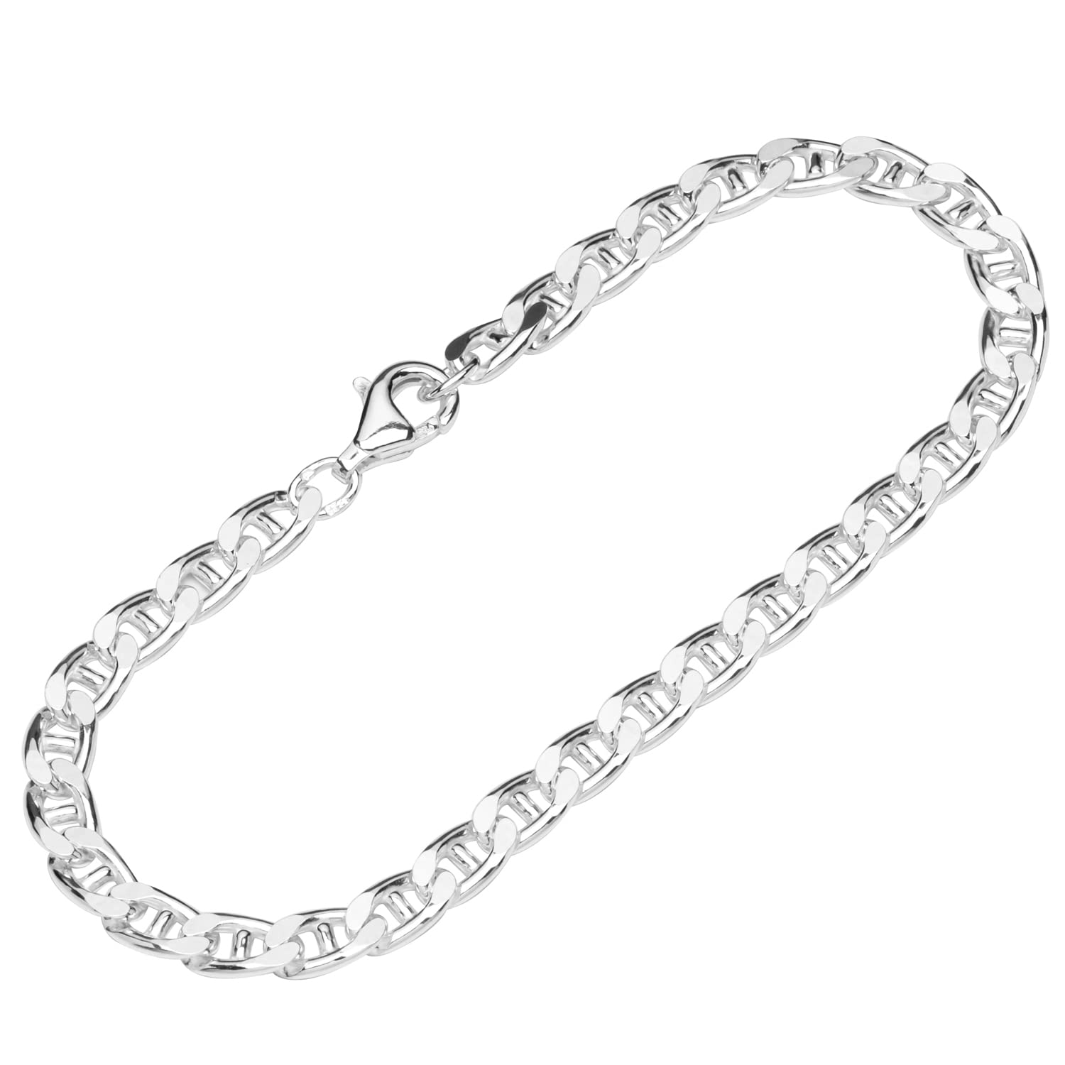 NKlaus pulsera de plata esterlina 925 20cm pigtail diamante plateado hombres pulsera cadena 12473
