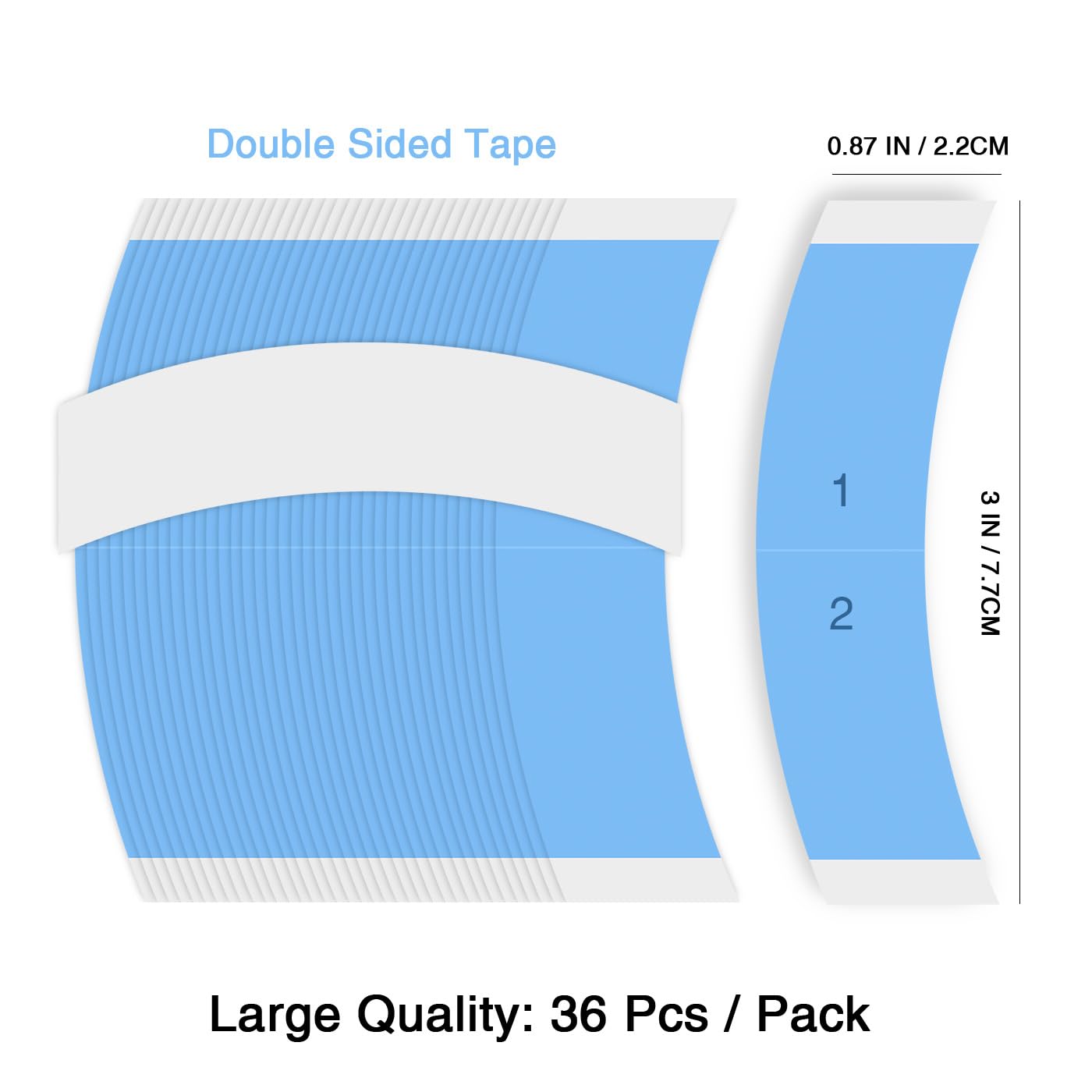 Manria Lace Front Wig Tape Double Sided Wig Tape for Lace Wigs 36 PCS Strong Hold Adhesive Tape Waterproof Tape for Wigs Toupee Hairpiece #Blue 36PCS