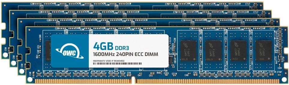 OWC 16GB (4x4GB) DDR3 1600 PC3-12800 CL11 1Rx8 240-pin 1.5V ECC Unbuffered UDIMM Memory RAM Module Upgrade Kit for Select Desktops, Workstations, or Servers