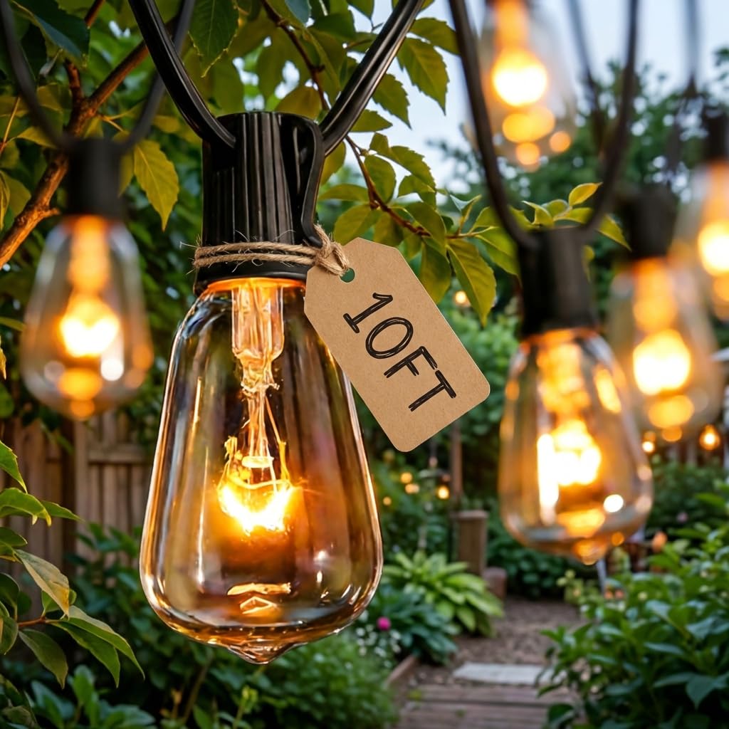 Photo 1 of 10FT ST38 Outdoor Edison String Lights with11 Clear Vintage Light Bulbs