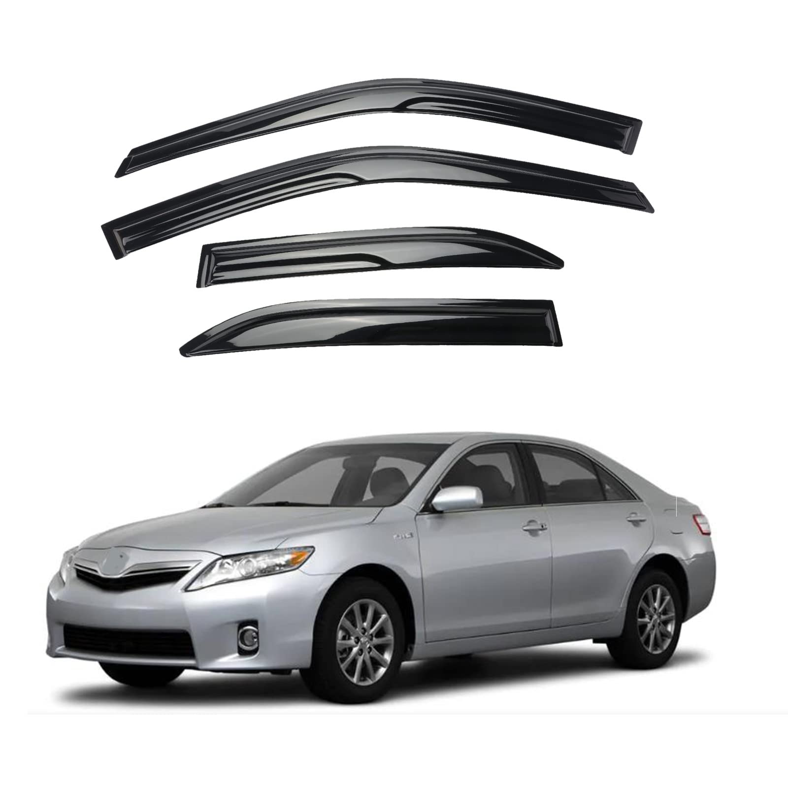 Photo 1 of S SONLEE 4pcs Front+Rear JDM Smoke Sun/Rain Guard Outside Mount Tape-On Window Visors for 97-01 Camry