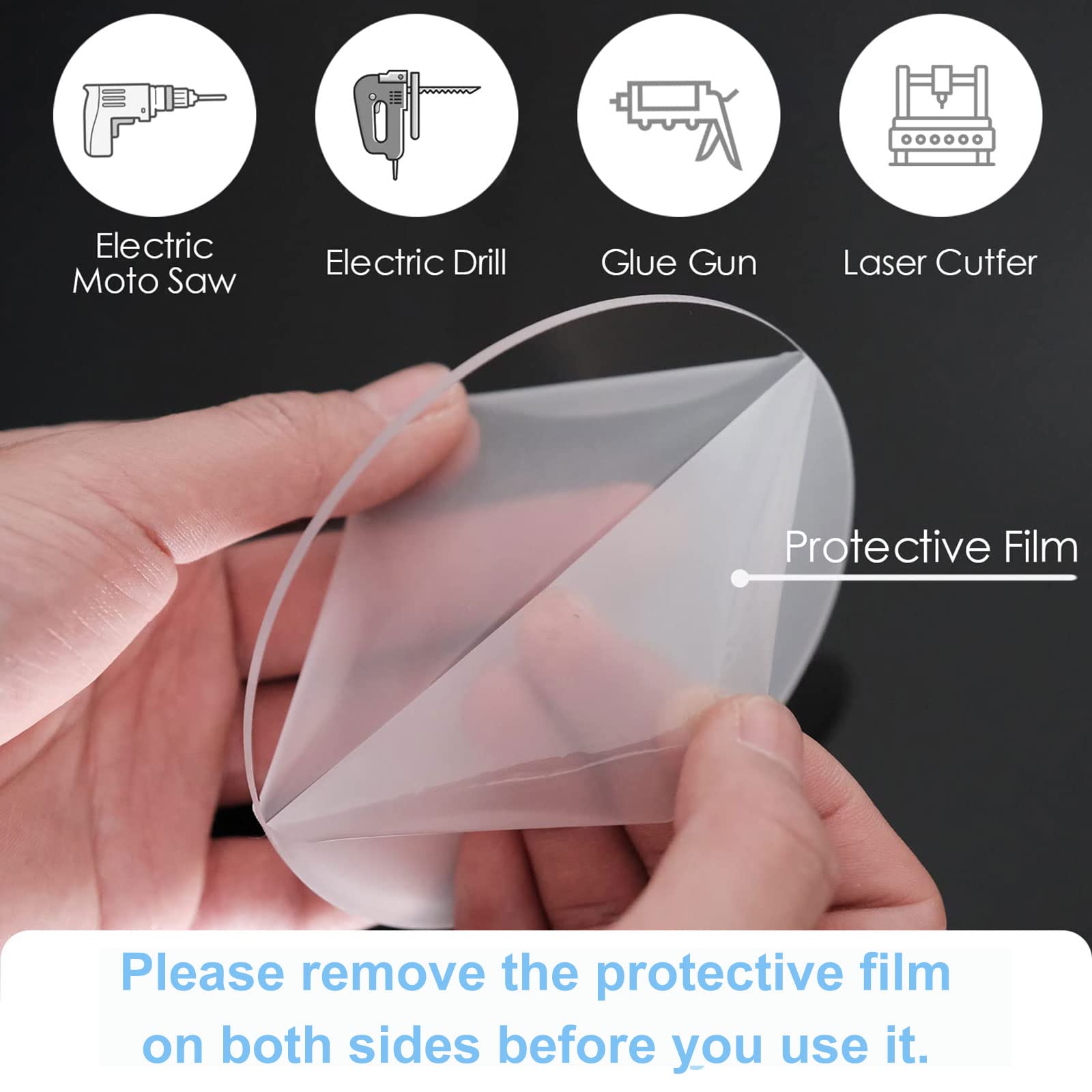 COYOUCO 10Pcs Round Clear Acrylic Sheets, Plastic Discs Clear Round Acrylic Panels for Photo Frame Painting DIY Crafts,40x4mm