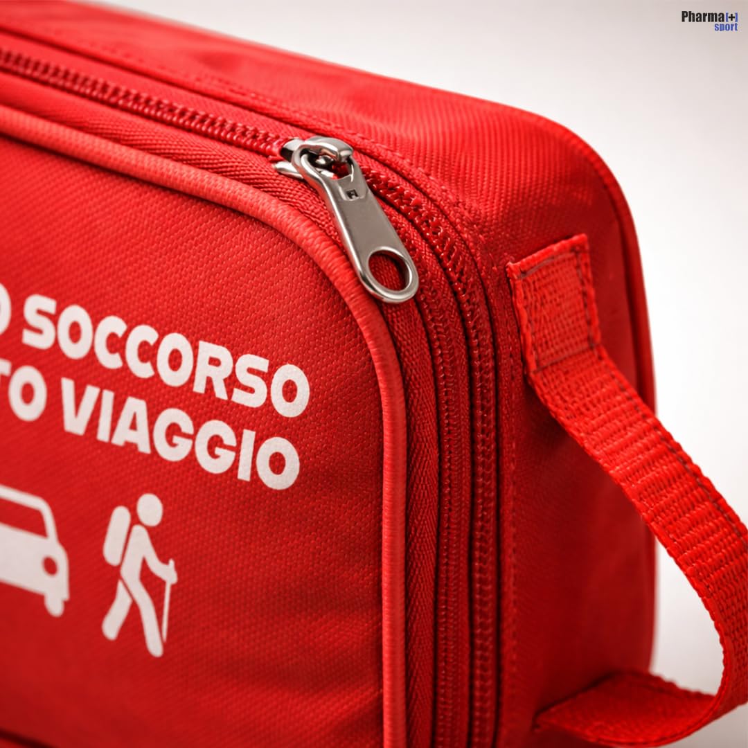 PHARMAPIÙ SPORT – Kit Primo Soccorso per Casa, Auto e Viaggio | Borsa Emergenza Completa con Garze, Cerotti, Disinfettante e Guanti | MADE IN ITALY