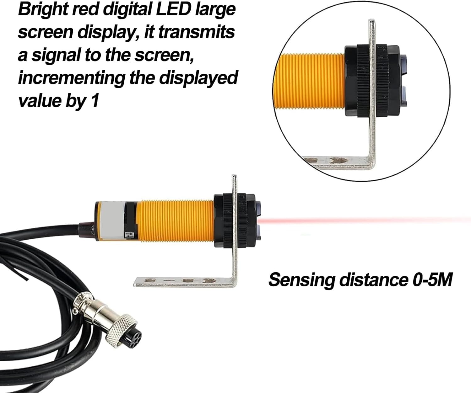 MObyat Contador Digital Industrial De 3 Dígitos, Contador Digital Led De 3 Pulgadas, Inducción Sin Contacto De 0 A 5 M, Memoria De Apagado, Conteo Automático hasta 999, para El Conteo De Cajas