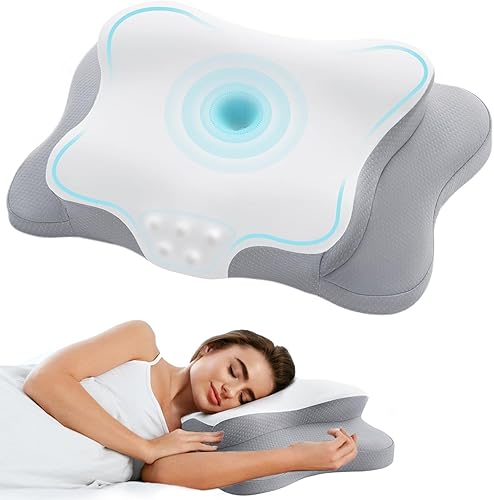 Almohada cervical para aliviar el dolor de cuello, almohadas de espuma viscoelástica de contorno refrescante, soporte ergonómico sin olor, almohada
