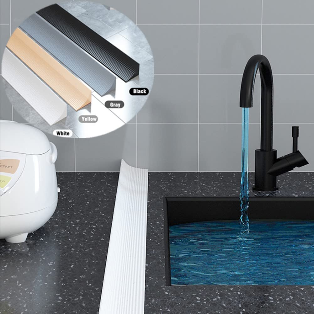 Barrera de Agua de Silicona,Ducha Presa de Puerta Plegable,Tira de Retención de Impermeable Autoadhesiva,Accesorios para Lavabo del Fregadero del Baño De La Cocina del Hogar