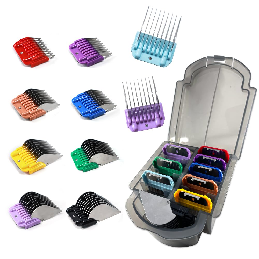 Juego de peine profesional de acero inoxidable con guía de 9 colores y adaptabilidad premium A5