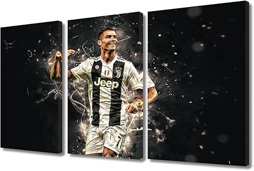 Miniatura 210 de TISHIRON 3 paneles CR7 Cristiano Ronaldo - Póster en lienzo para decoración de pared, pelota deportiva, casa moderna, para club, arena, sala