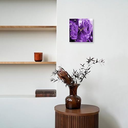 Miniatura 8 de 3dRose DPP_6917_3 Reloj de pared con tres rosas moradas polvorientas, 15 x 15 pulgadas