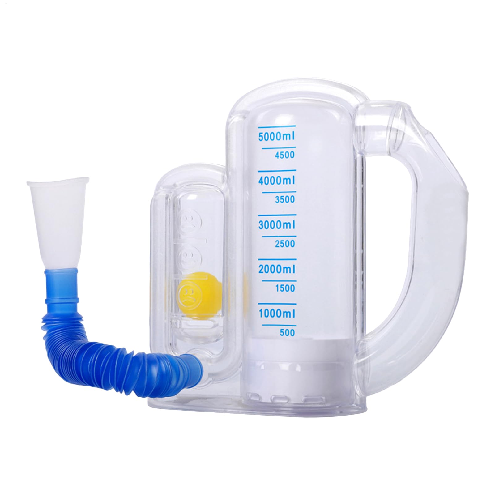Spiromètre incentif pour adultes - Entraîneur pulmonaire avec affichage du débit - 5000 ml - Portable pour la maison