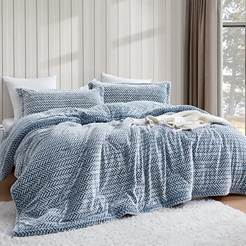 Byourbed Cozy Peaks - Coma Inducer Oversized King Comforter Set - Chevron Frosted Navy #TOP12