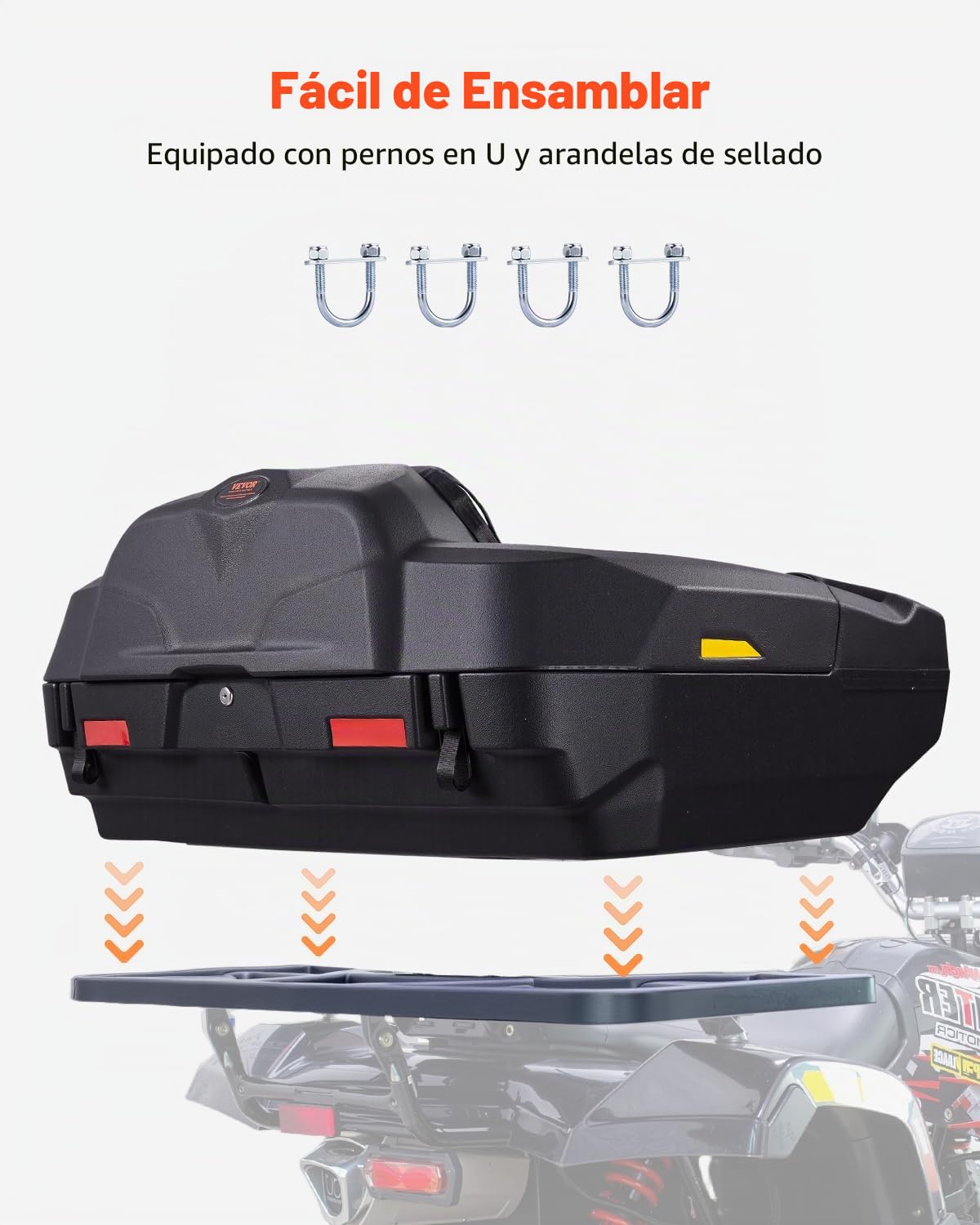 VEVOR Caja de Almacenamiento Trasera y Tumbona para ATV, 95 L, con Asiento y Respaldo, con Cerradura y LLDPE Impermeable, Compatible con Vehículos ATV, UTV y Can-Am, 1080 x 630 x 430 mm, Negro