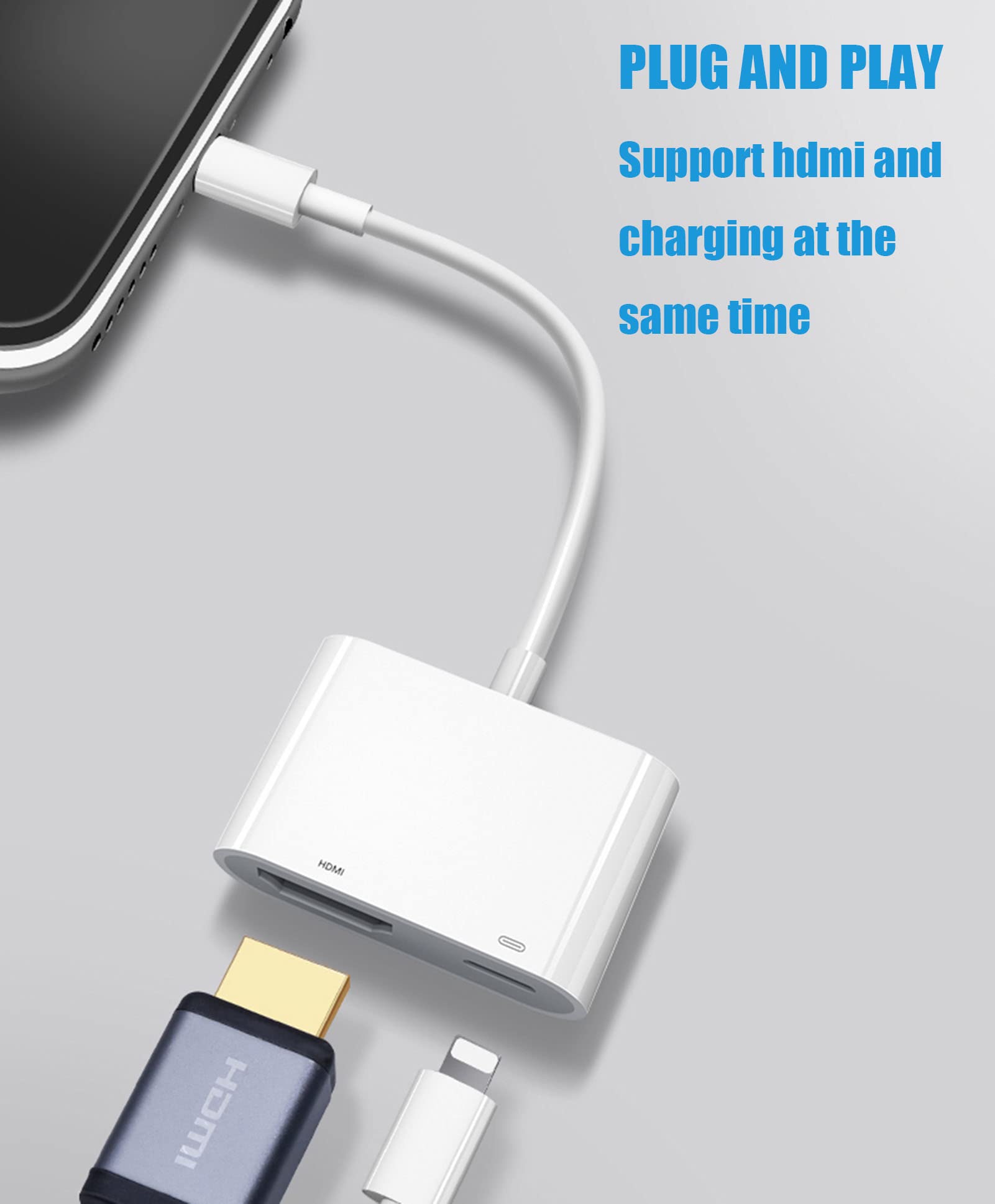 Lightning Auf HDMI Adapter - Kabelloser Bildschirm-Spiegelung Für IPhone Auf TV & Beamer
