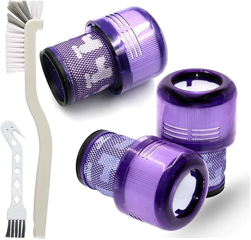 Paquete de 3 filtros de repuesto y cepillo de limpieza de taza de suciedad compatibles con Dyson V11 Torque Drive V11 Animal V15 Detect piezas de
