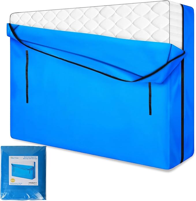 MorTime Mattress Bags for Moving and Storage, Zippered Mattress Storage Bag with 8