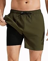 Roxdme Men's Swim Trunks with Compression Liner - Quick Dry Beach Shorts, Zipper Pockets, Stretch Fabric