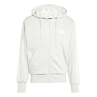 adidas Homme Essential Three Stripes Fleece Zipper Hoodie, Wonder Alumina/White