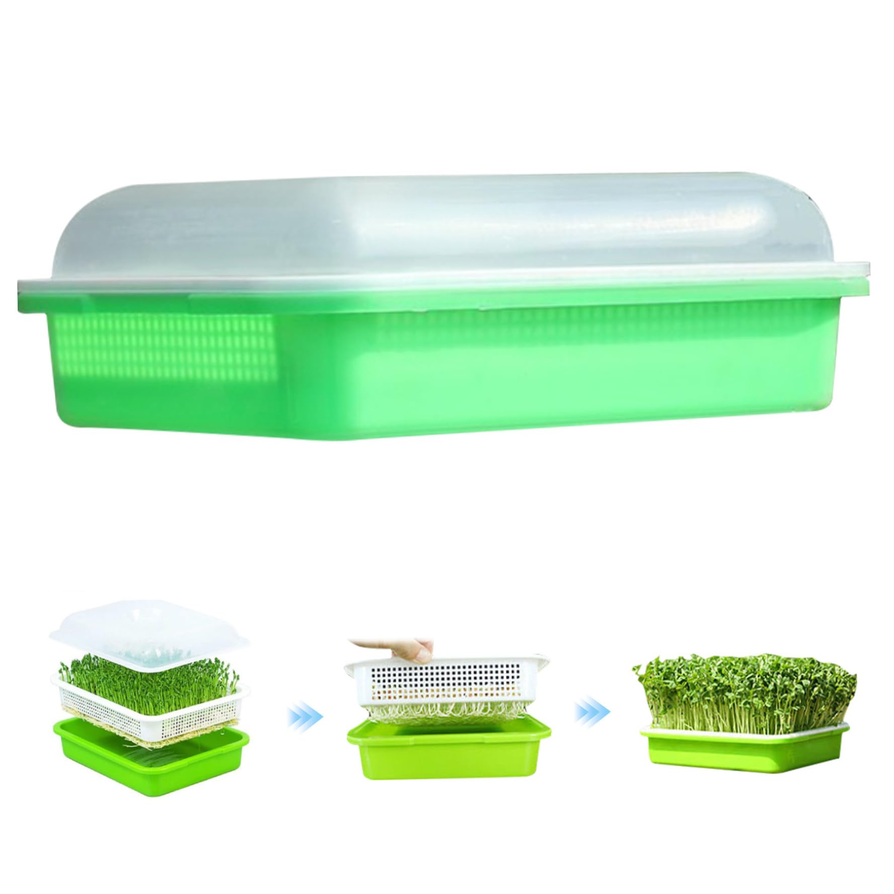 Plateaux de Culture de microgreens Kit Culture germes 10 x 12'', Plateau Germination 4, 7'' avec Couvercle Plateau démarrage graines réutilisable pour graines Germination