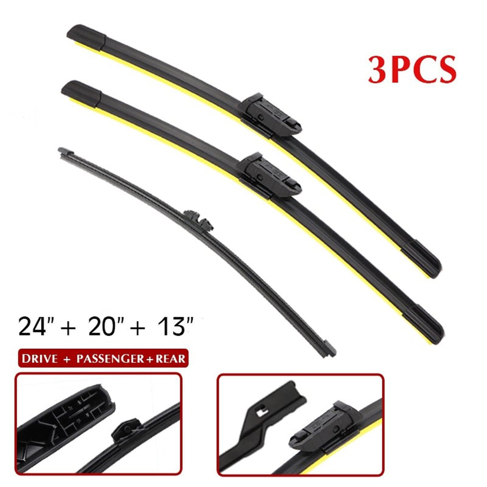 Limpiaparabrisas Coche Juego De Escobillas De Limpiaparabrisas Delanteras Y Traseras De Repuesto De Silicona Para Limpiaparabrisas De 24"+20"+13"parabrisas Delantero Y Trasero Para A-udi Q5 2008-2017