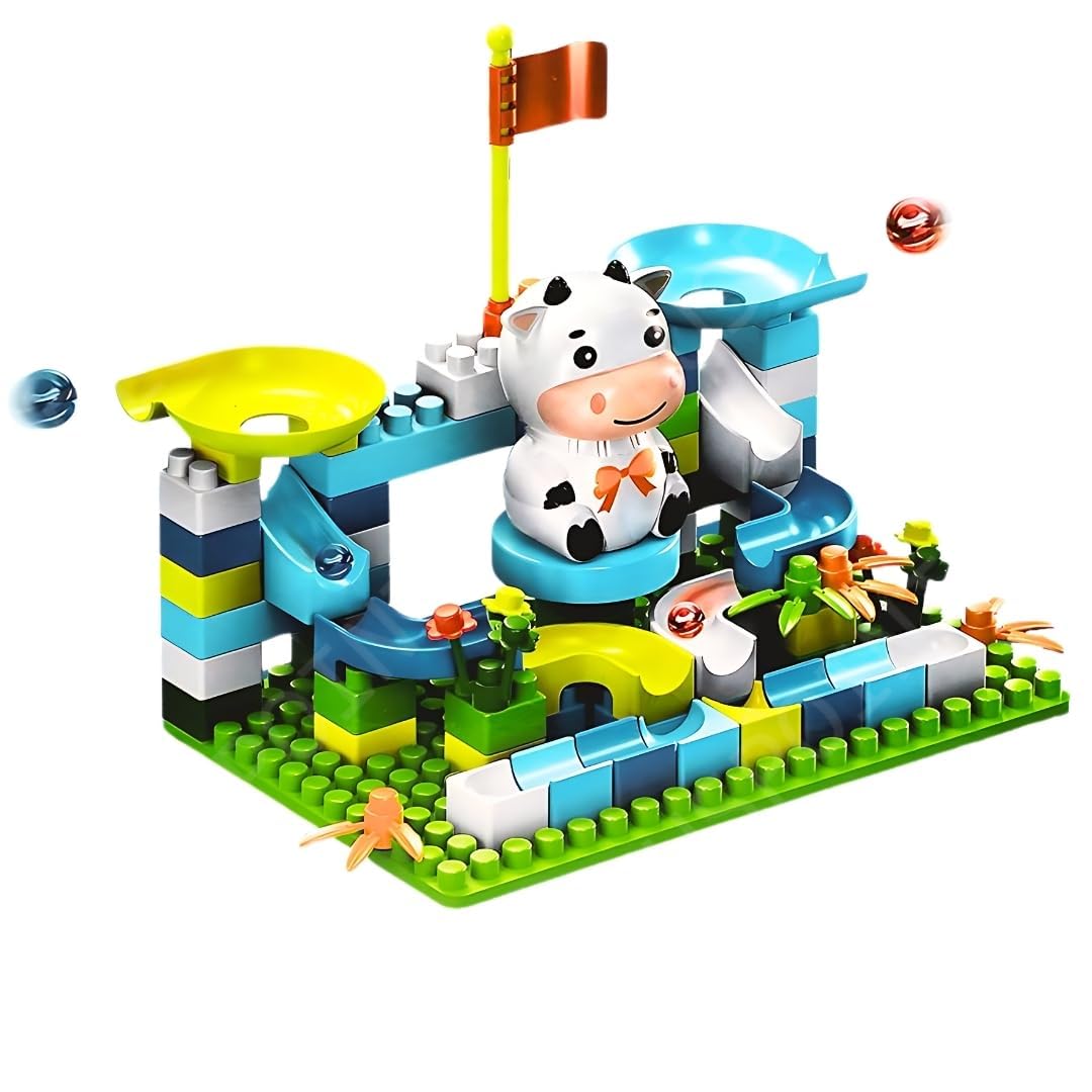 TOYVELLY Marble Run Building Blocks for Kids Ages 4-8, Classic Size Blocks Set, Crazy Marble Run Building Blocks with 2 Balls Race Track, STEM Toys Bricks Set Toys for Boys & Girls-image-49