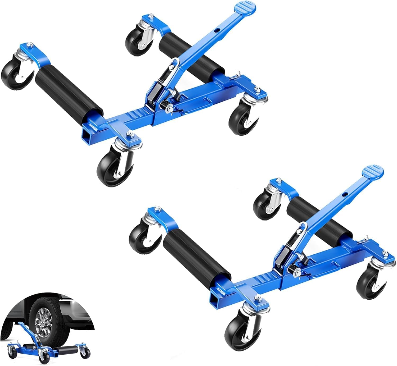 Garvee 2 Pcs Car Wheel Dolly avec Cric De Pneus, Capacité De 680kg Chaque