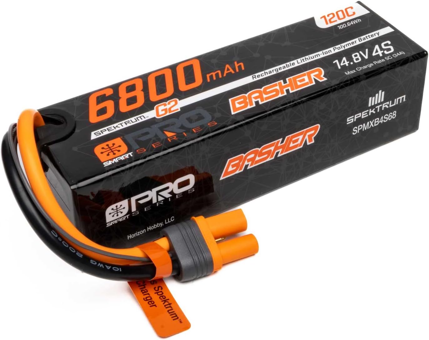 Spektrum 14.8V 6800mAh 4S 120C Smart G2 Pro Basher LiPo: IC5 SPMXB4S68