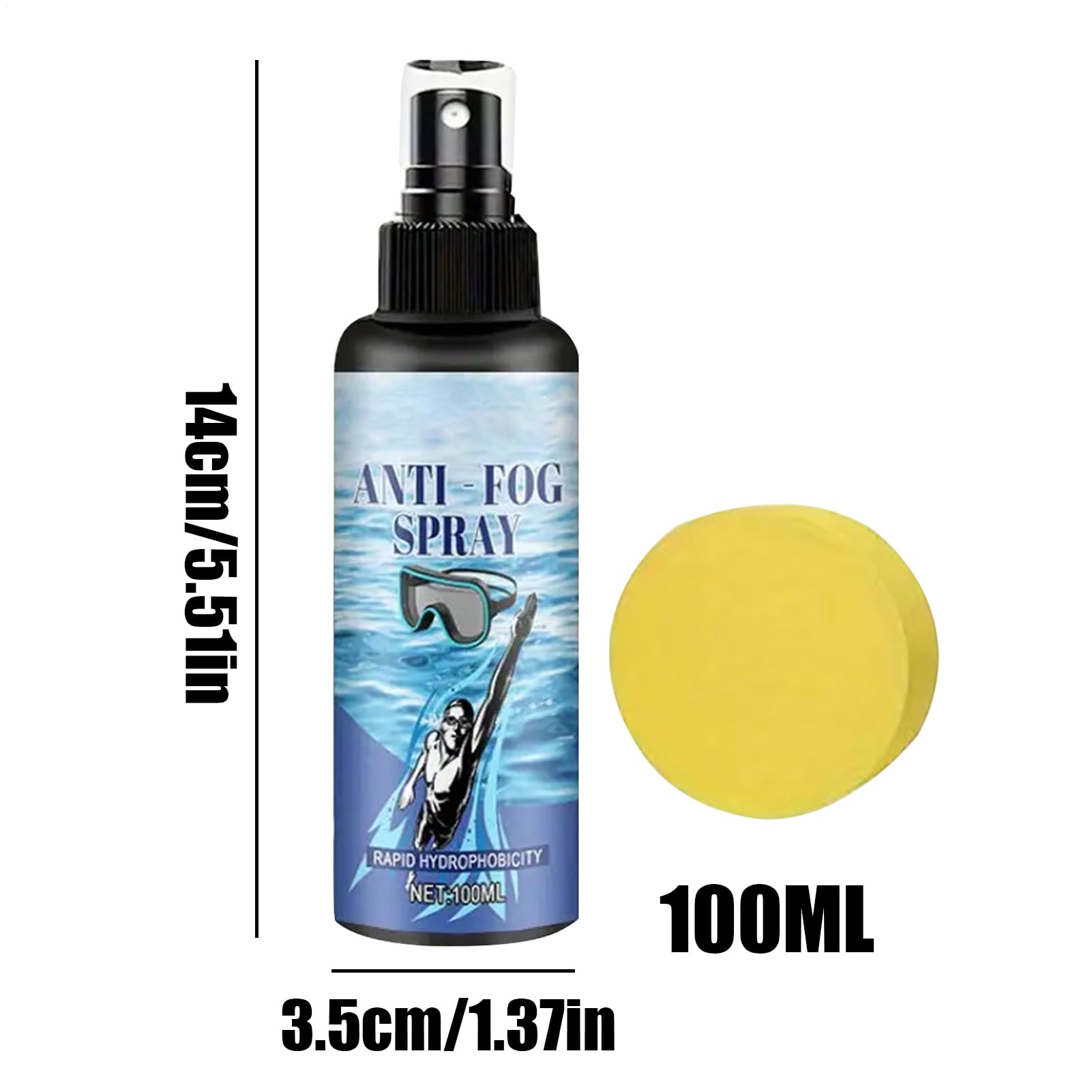 Spray Antivaho para Gafas de Natación | Líquido Antiempañante para Gafas De Buceo - Solución Hidrofóbica Portátil 100ml para Adolescentes Deportistas Buceo Entrenamiento en Piscina