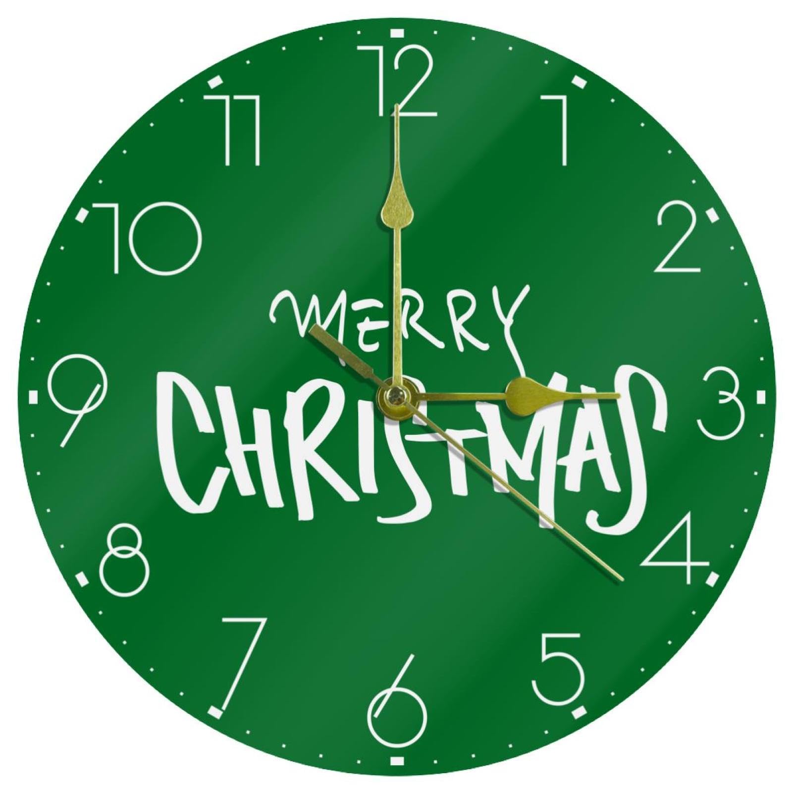 Horloge murale ronde blanche de Noël à piles pour chambre et bureau calme
