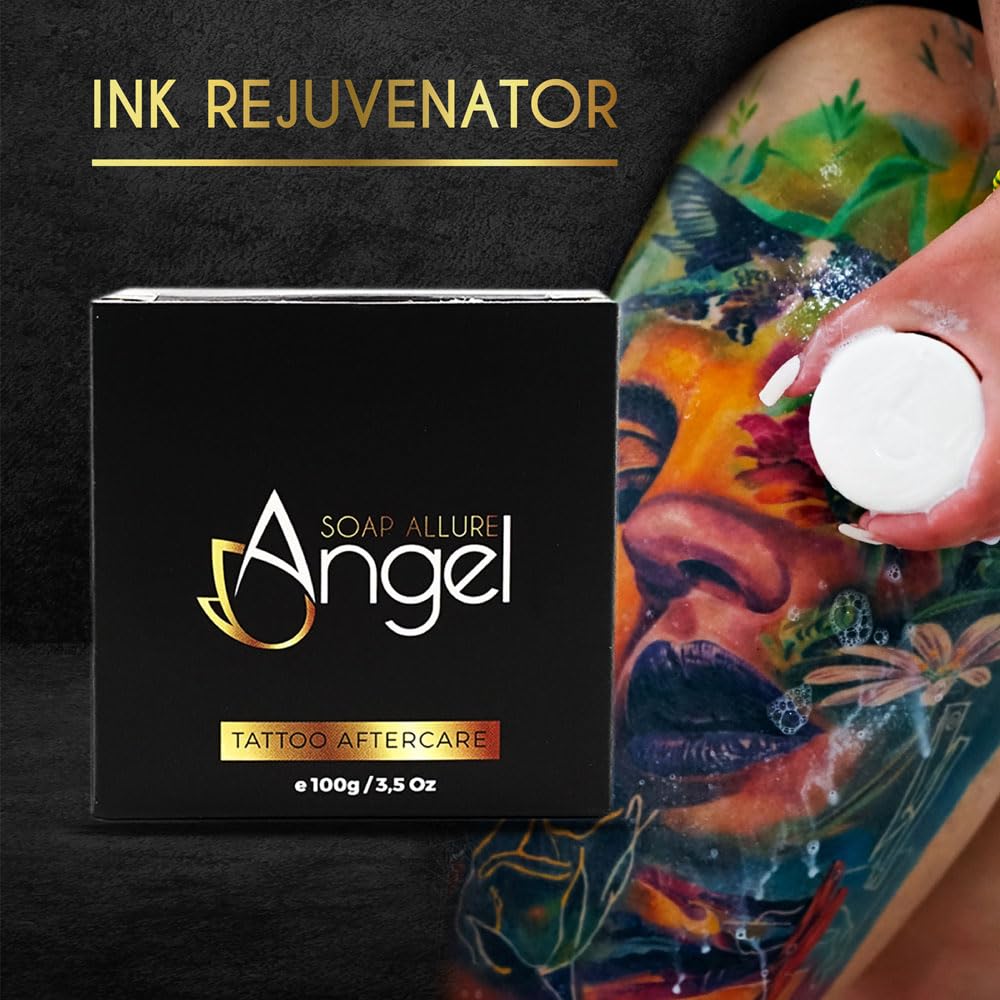 Tattoo Aftercare Organic Cleansing Bar 100g - Vegan Skincare for Piercing, Tattoos, and PMU, Tattoo Soap Bar with Aloe and Dragons Blood Good Skin Care Products., Black image 3