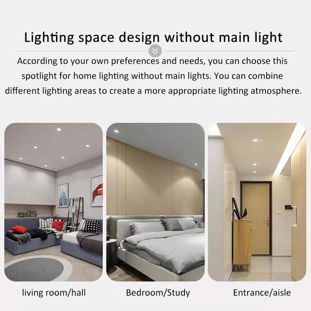 Paquete De 15 Focos Led Empotrables COB De Ángulo Ajustable De 3W/7W/15W/25W, Focos Led Empotrables Profundos Antideslumbrantes para Techo De Sala De Estar, 3000K/4000K/6,6000k-25W