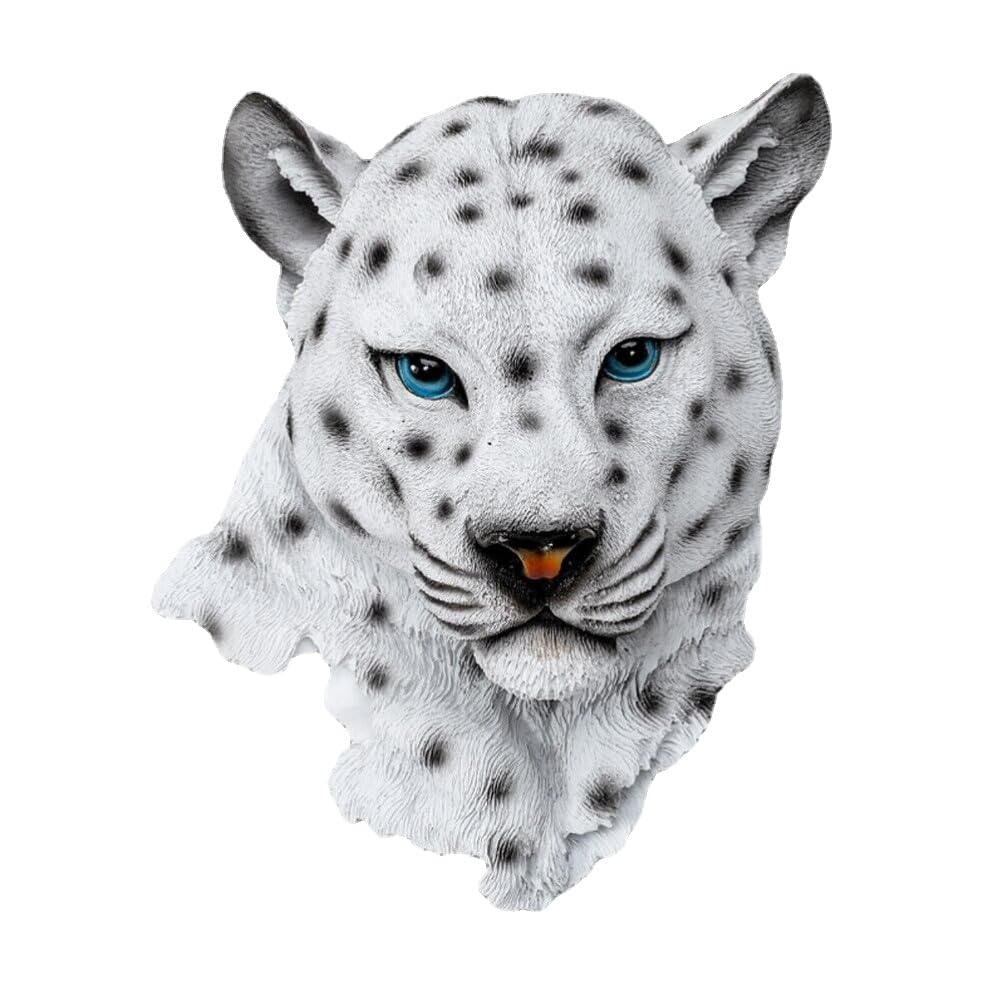 Anso White Animal Head Resin Wall Hanging Statues Bar Coffee House Figurine Sculpture Ornament Decor ( Leopard)