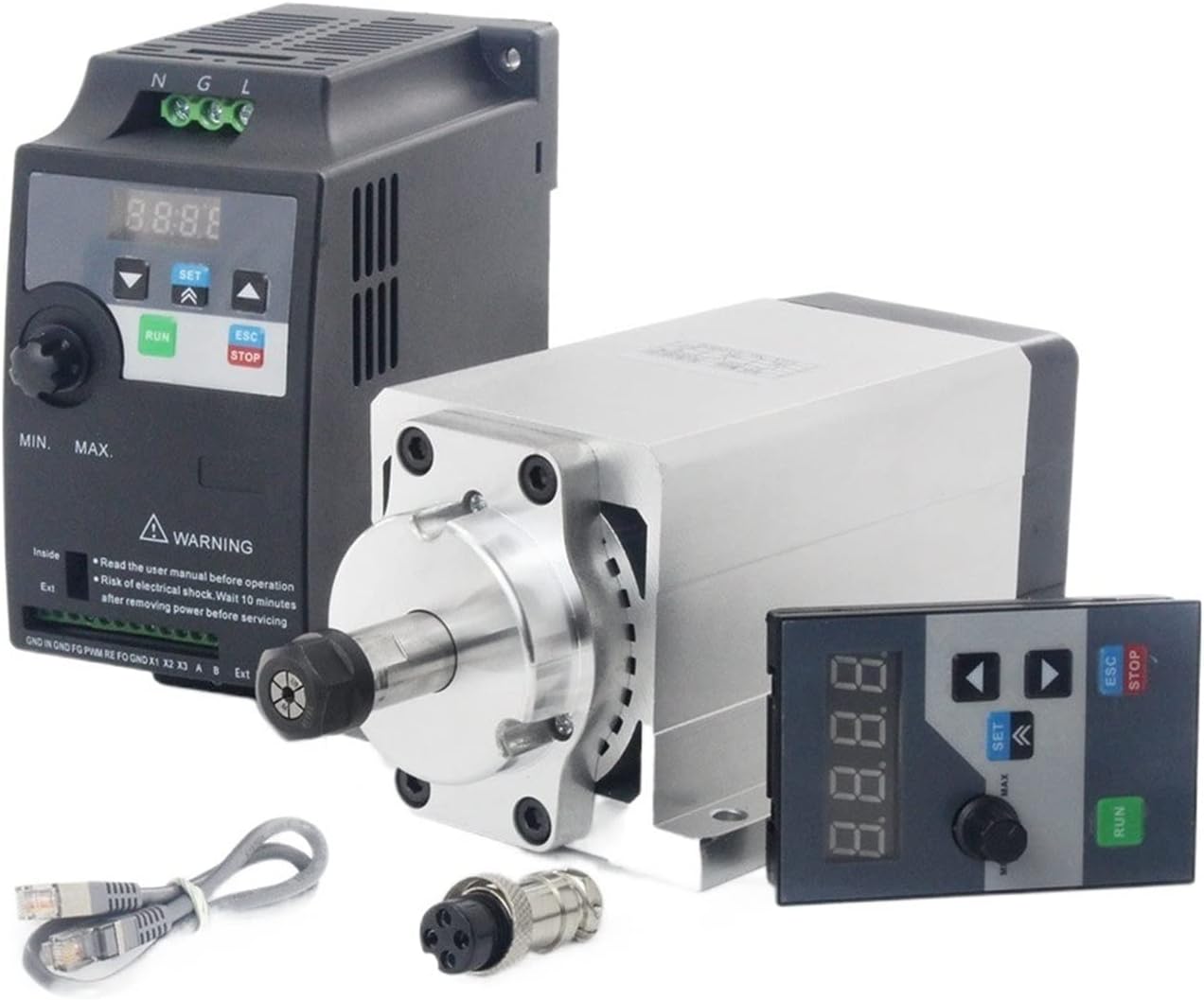 Zestaw Silnika Wrzeciona, Kwadratowy bezszczotkowy silnik wrzeciona 600 W DC ER11 Zestaw do frezowania routera CNC M2 BL Sterownik prądu stałego