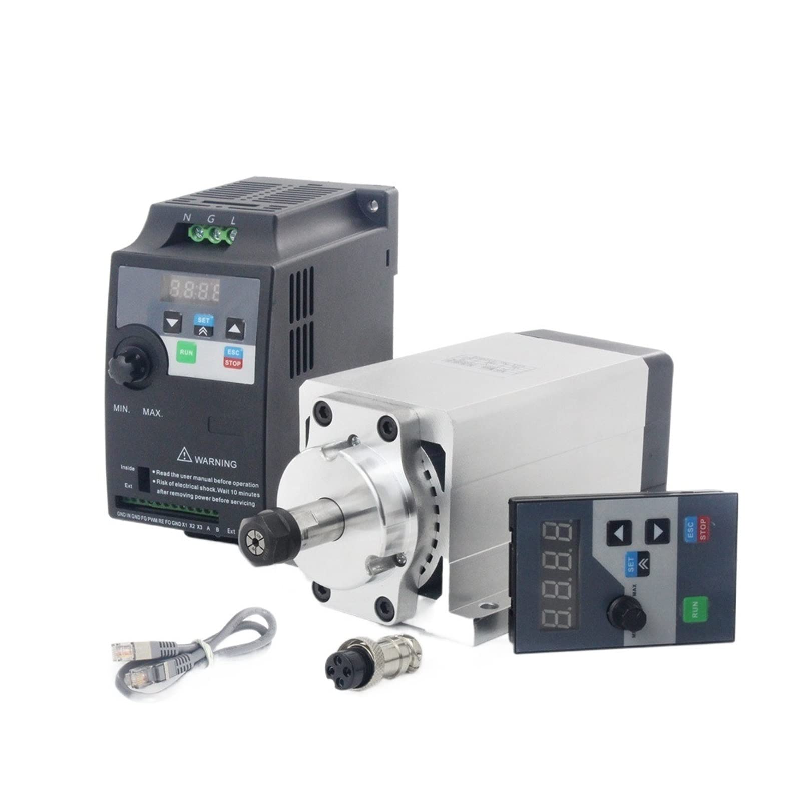 Mooilko One Color Square 600W Dc Brushless Spindle Motor Er11 Cnc Router Milling Kit M2 Bl Dc Driver Smooth Running