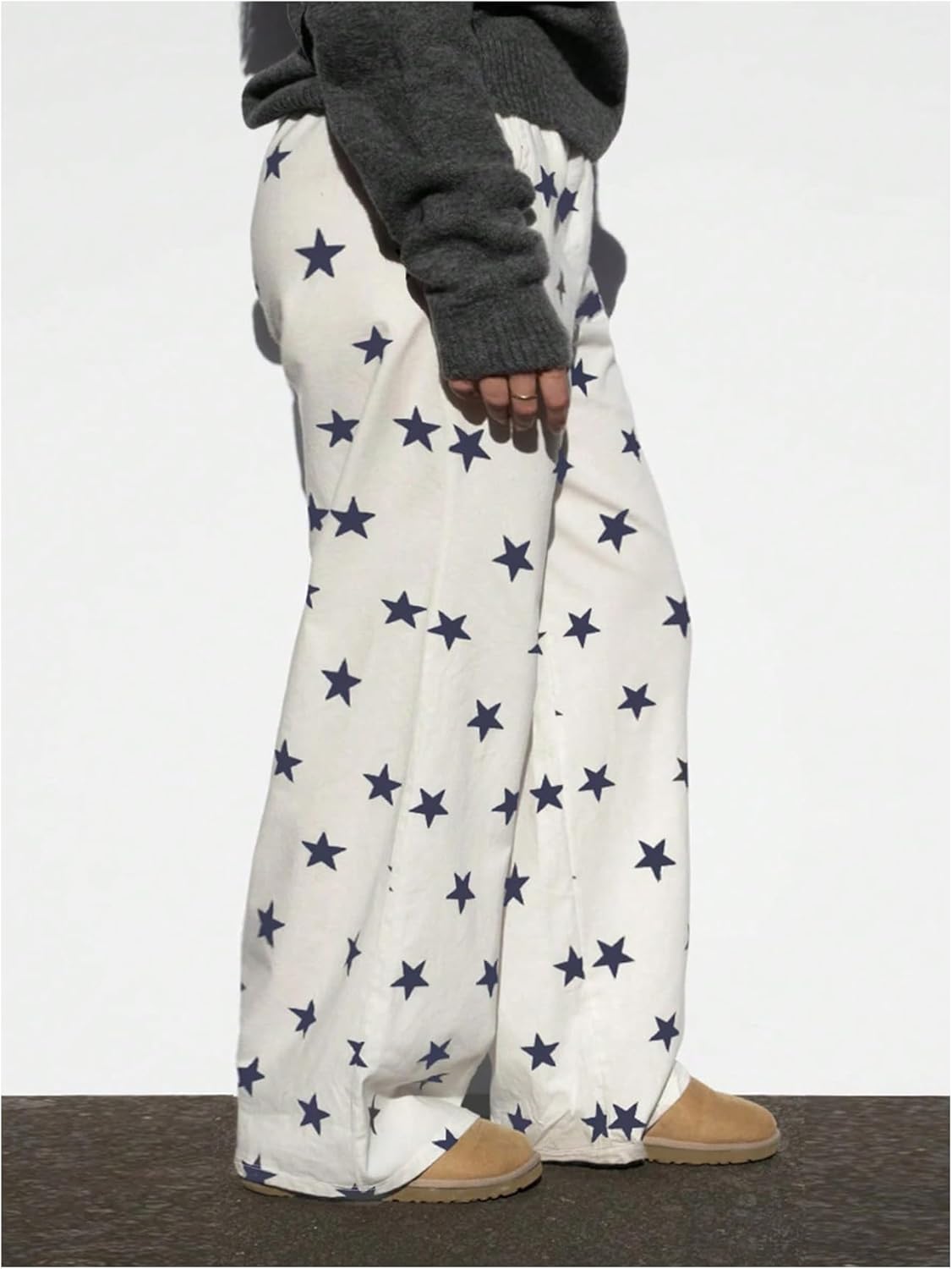 Floerns Women's Plus Size Star Print Wide Leg Pants Elastic Waist Y2k Loose Trousers - Image 2