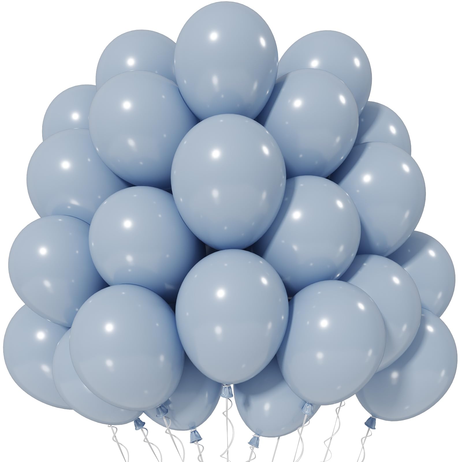 Jobkoo Dusty Blue Balloons, 12 Inch Slate Fog Pale Blue Aqua Latex Balloon