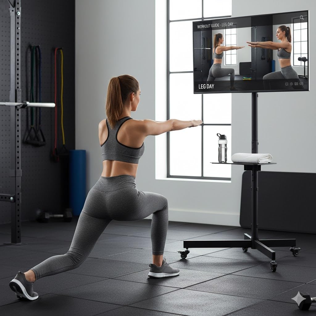 Heavy Duty Universal Mobile TV Cart TV Stand with Mount for 40-75 inch LED, LCD, Plasma Curved Displays up to 110 lbs, VESA 600 X 400 MM, Wide Base Dual Central Posts Max. Height 5FT 1.5M