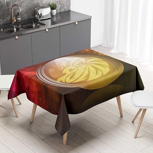 Mantel rectangular de astrología para mesa, color rojo, amarillo, verde oscuro, decoración para comedor, 30 x 30 pulgadas