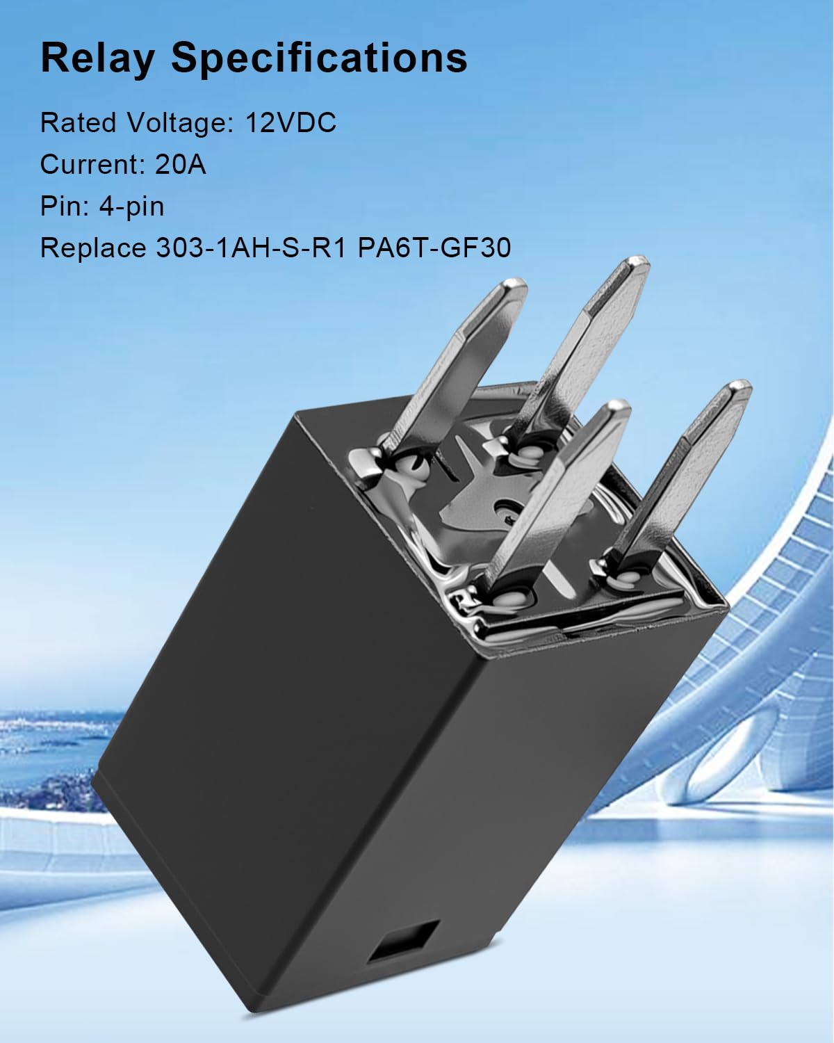 303-1AH-S-R1 4Pcs 12VDC 20A 4Pins Mini Micro Multi-Purpose Automotive Relay Replace PA6T-GF30 Cooling Fan Relay