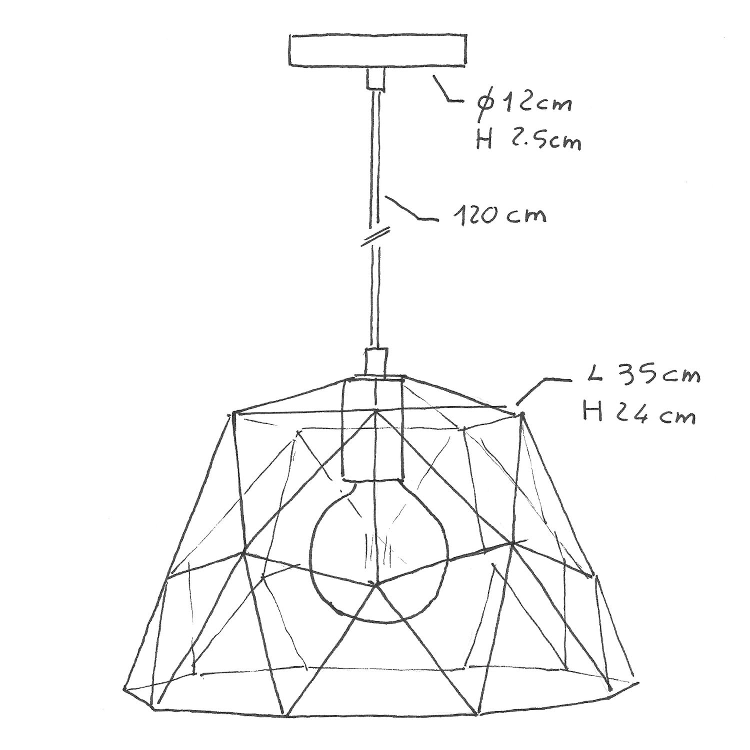 Lámpara colgante hecha en Italia con cable textil, pantalla Dome y detalles metálicos - Con bombilla, Cobre