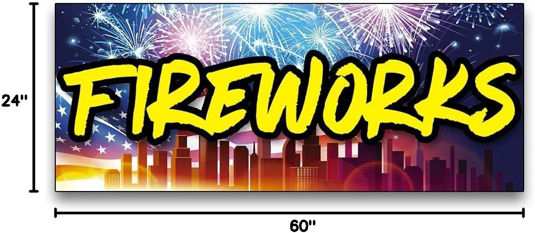 Fireworks Vinyl Banner (Size Options) Small - 24x60