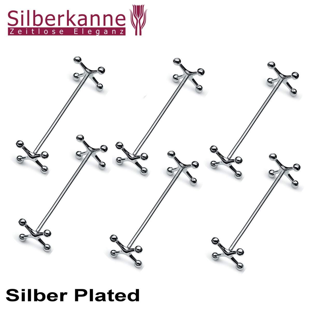 Messerbänke Kreuz/Knochen 6 tlg L 7,5 cm Premium Silber Plated edel versilbert in Top Verarbeitung. Fertig zum verschenken mit schicker Geschenkverpackung