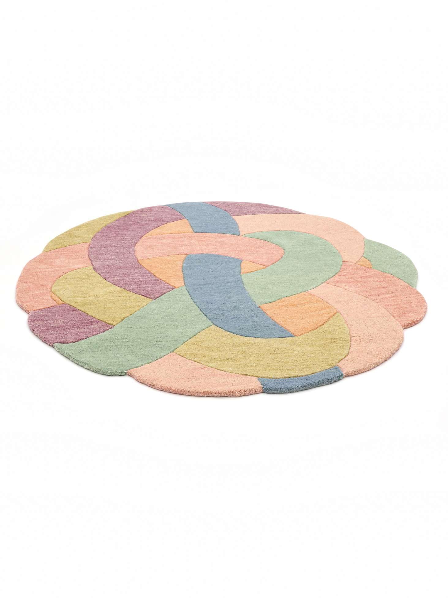 RugVista Colorful Knot Tapis pour Enfants, 100 x 100 cm, Pastel Multicolor
