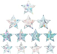 Vista 6 de GORGECRAFT 8 calcomanías estáticas de estrella para ventana, anticolisión, para evitar pájaros, calcomanías de alerta, no adhesivas, película
