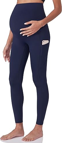 POSHDIVAH Leggings de entrenamiento de maternidad para mujer sobre el vientre, pantalones de yoga con bolsillos, ropa deportiva suave, pantalones de