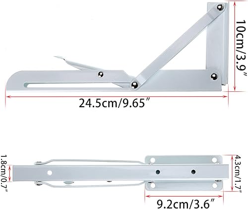 Miniatura 2 de Sumnacon - Soportes plegables y resistentes para estantería, escuadras de metal macizas, soportes plegables para estante, 2 unidades de soportes con